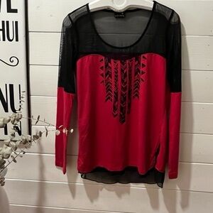 SCHWIING black and red mesh top size XL
